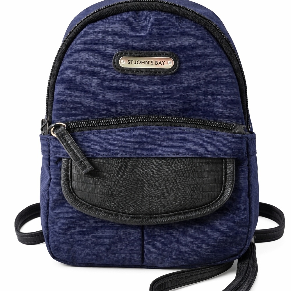 St. John's Bay Navy and Black Mini Backpack